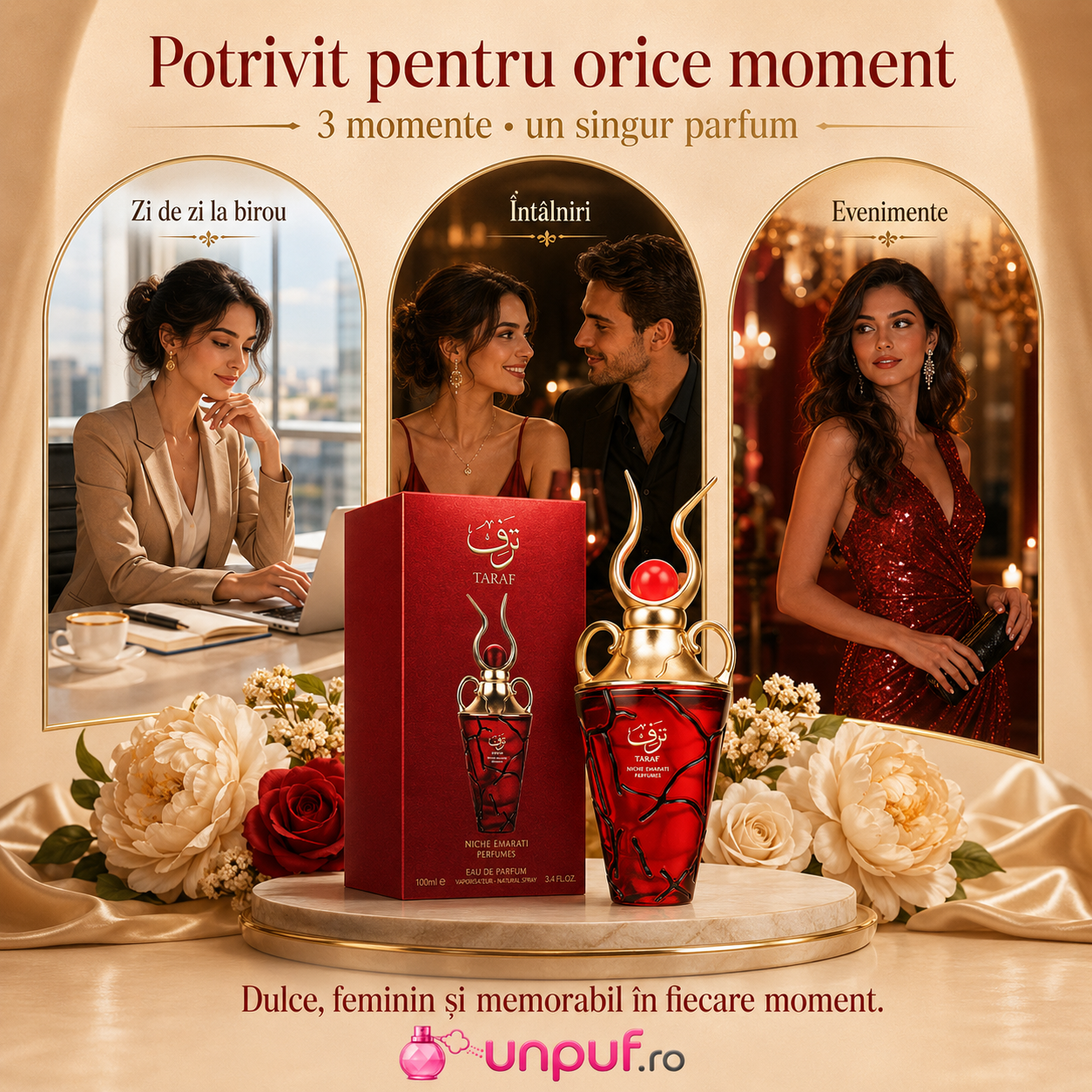Parfum Taraf potrivit pentru zi, birou, &icirc;nt&acirc;lniri, seară și evenimente speciale